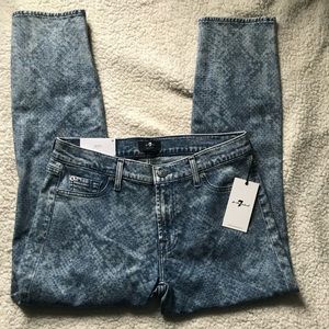7 For All Mankind Snakeskin Skinny Mid Rise Skinny Jeans Stretch Size 29.